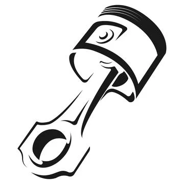 Monochrome Car Engine Piston Illustration Illustrazione stock