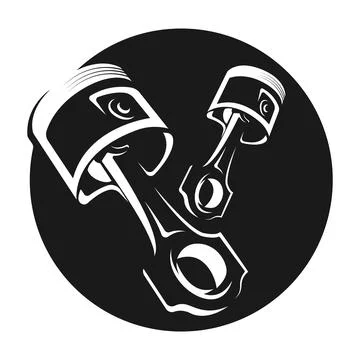 Monochrome Car Engine Piston Illustration Illustrazione stock