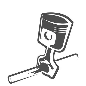 Monochrome Car Engine Piston Illustration Illustrazione stock