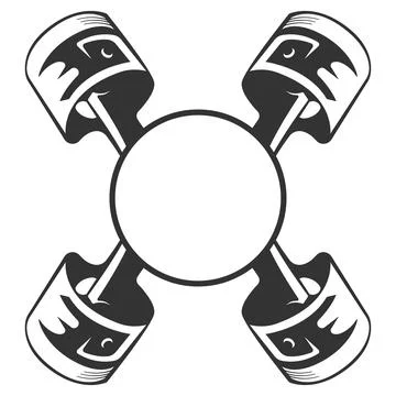Monochrome Car Engine Piston Illustration Illustrazione stock