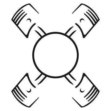 Monochrome Car Engine Piston Illustration Illustrazione stock