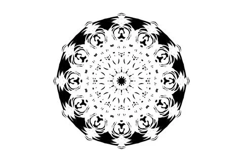 Monochrome Central Circle Mandala Creature Illustration Stock Illustration