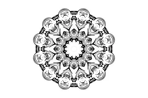 Monochrome Central Circle Mandala Creature Illustration Stock Illustration