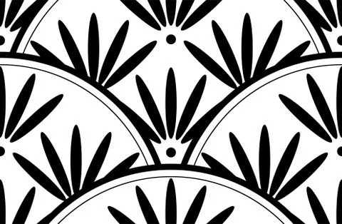 Monochrome Circular Chrysanthemum japanese pattern Stock Illustration