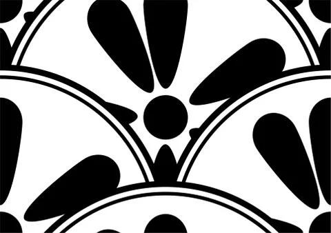 Monochrome Circular Chrysanthemum japanese pattern Stock Illustration