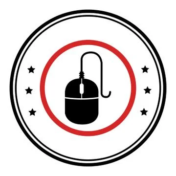 Monochrome circular emblem with mouse icon 스톡 일러스트