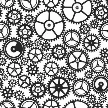Monochrome clockwork seamless pattern Illustrazione stock