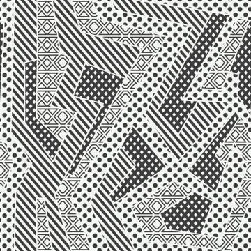 Monochrome cloth geometric seamless pattern. Stock Illustration