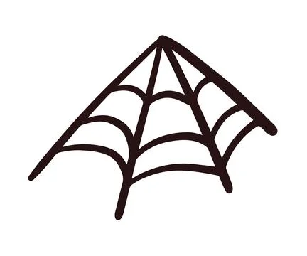 Monochrome Cobweb, Spider web doodle icon for Halloween Stock Illustration