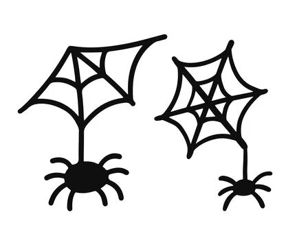 Monochrome Cobweb, Spider web doodle icons set for Halloween Stock Illustration