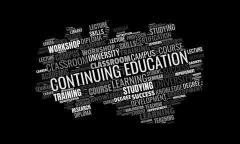 Monochrome continuing education word cloud with clean typography Stock-Illustration