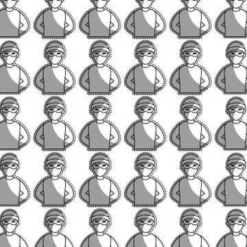 Monochrome contour pattern of hacker half body Stock-Illustration