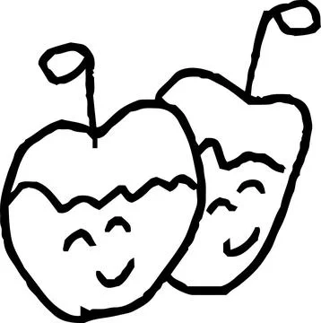Monochrome Cute apple scribble drawn by a child Stock Illustration