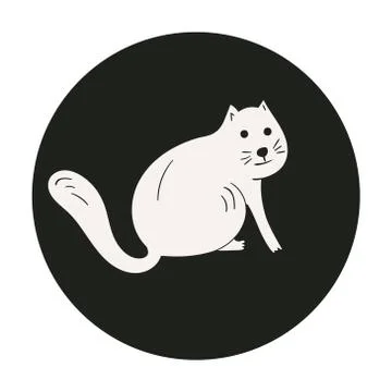 Monochrome cute cat Stock Illustration