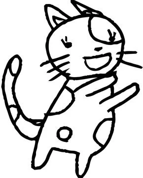 Monochrome Cute cat scribble drawn by a child Stock Illustration