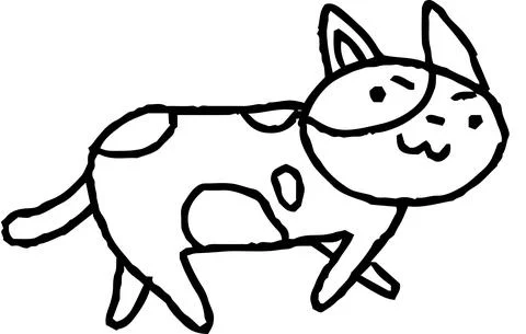 Monochrome Cute cat scribble drawn by a child イラスト素材