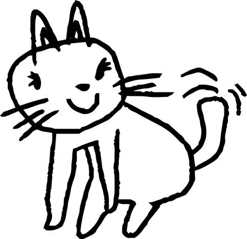 Monochrome Cute cat scribble drawn by a child Illustrazione stock