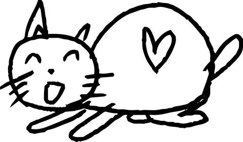 Monochrome Cute cat scribble drawn by a child Stock Illustration