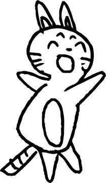Monochrome Cute cat scribble drawn by a child Stock Illustration