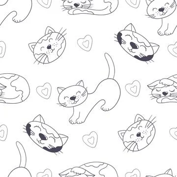 Monochrome cute pattern. Pattern for textiles in hand draw style Stock Illustration