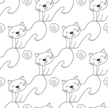 Monochrome cute pattern. Pattern for textiles in hand draw style Stock Illustration