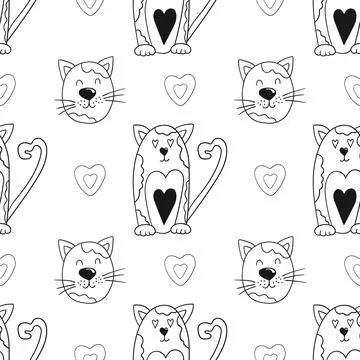 Monochrome cute pattern. Pattern for textiles in hand draw style Stock Illustration