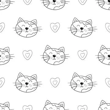 Monochrome cute pattern. Pattern for textiles in hand draw style Stock Illustration