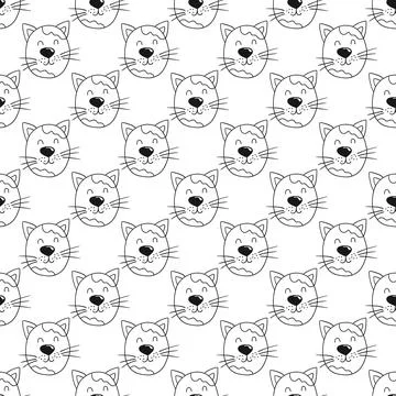 Monochrome cute pattern. Pattern for textiles in hand draw style Stock Illustration
