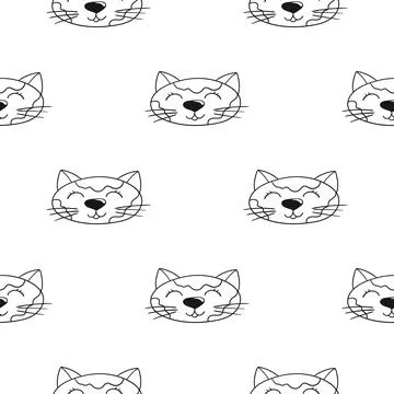 Monochrome cute pattern. Pattern for textiles in hand draw style Stock Illustration