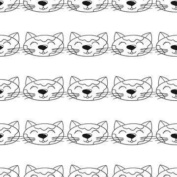 Monochrome cute pattern. Pattern for textiles in hand draw style Stock Illustration