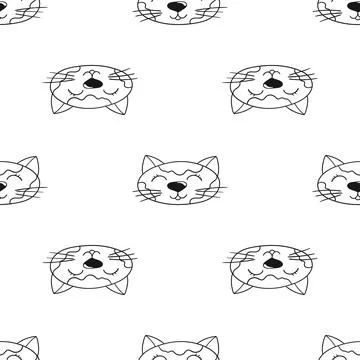 Monochrome cute pattern. Pattern for textiles in hand draw style Stock Illustration