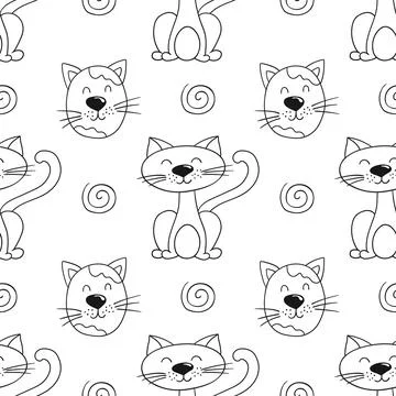 Monochrome cute pattern. Pattern for textiles in hand draw style Stock Illustration