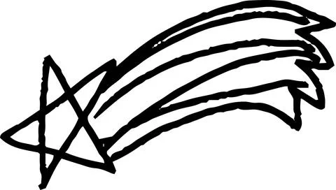 Monochrome Cute shooting star scribble drawn by a child Stock Illustration