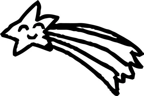 Monochrome Cute shooting star scribble drawn by a child Stock Illustration