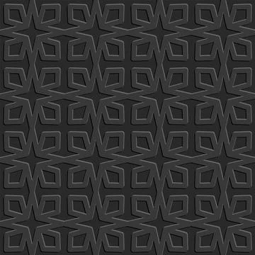 Monochrome dark arabic seamless pattern embossed perforated black background, 스톡 일러스트