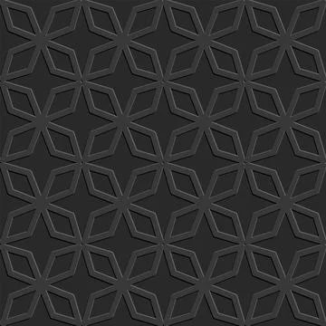 Monochrome dark arabic seamless pattern embossed perforated black background, Stock Illustration