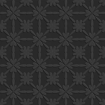 Monochrome dark arabic seamless pattern embossed perforated black background  스톡 일러스트