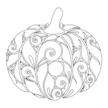 Monochrome Decorative Pumpkin Stock Illustration
