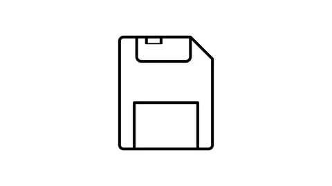 A monochrome depiction of a floppy disk, highlighting its classic design an.. Stock Footage 332768525