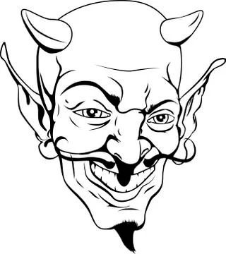 Monochrome devil face Stock Illustration