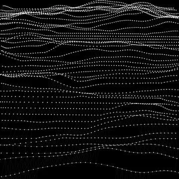 Monochrome digital polygonal ocean waves texture design. White grid on black Stock-Illustration