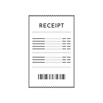 Monochrome Digital Receipt with Barcode on White Background Stock Illustration