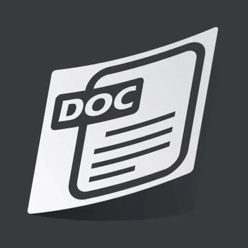Monochrome DOC file sticker Stock Illustration