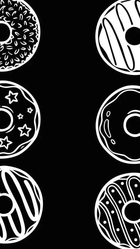 Monochrome Donut Pattern Loop on Dark Background Vídeos de archivo 333822535