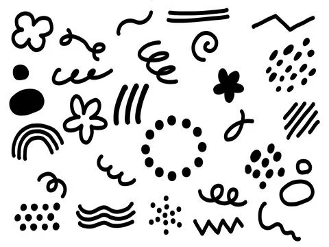 Monochrome doodle design material. Simple and stylish hand-drawn illustration 스톡 일러스트