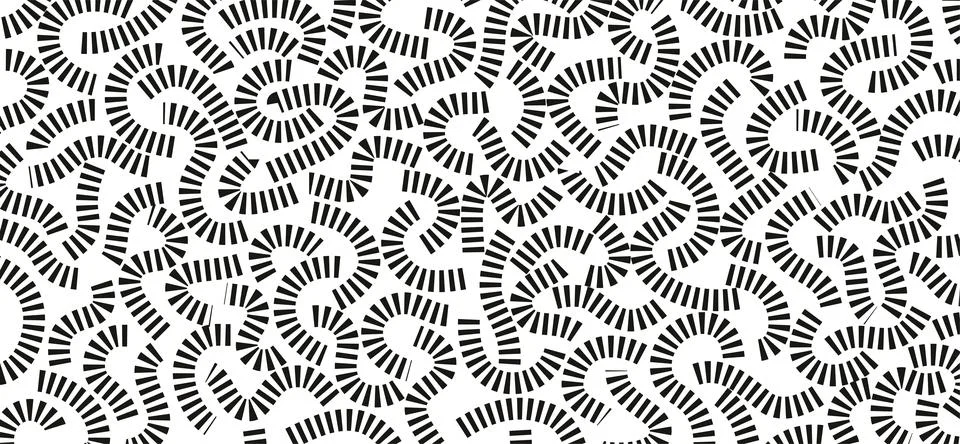 Monochrome doodle pattern. Funny pattern. Black curves on white background. Stock-Illustration