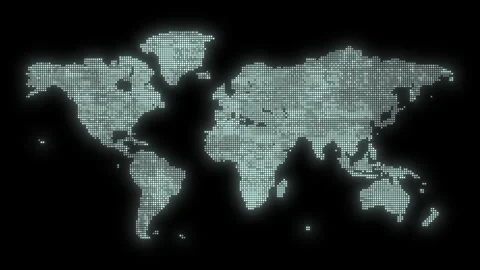Monochrome Dot Matrix World Map Repeating Color Offset Animation Stock Footage 344348169