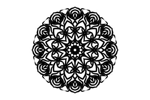 A monochrome drawing showcasing a circular design, emphasizing geometric Иллюстрация