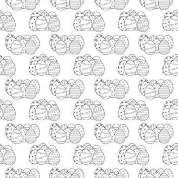 Monochrome Easter Egg Basket Seamless Pattern Illustrazione stock