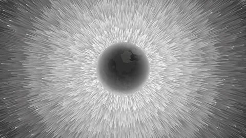 Monochrome effect of space explosion on the background of the planet futurist 스톡 일러스트